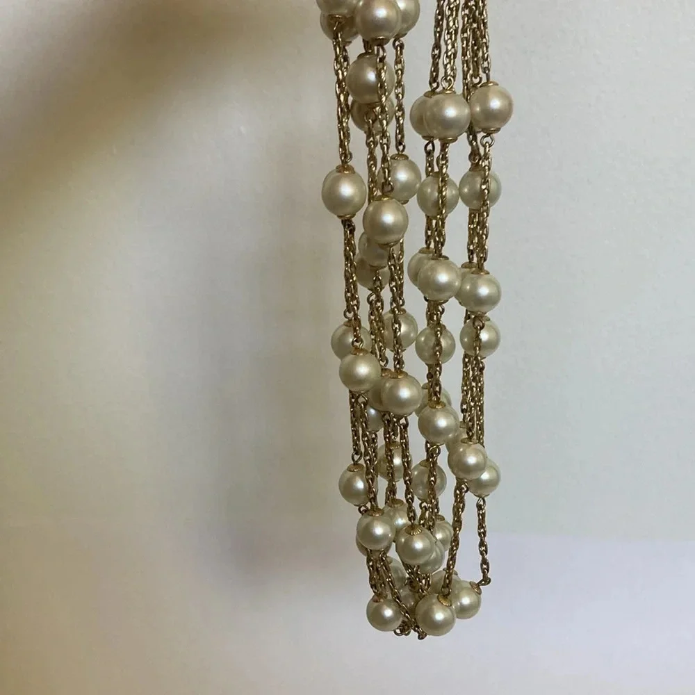 Vintage  St Thomas Multi Strand Faux Pearl Necklace